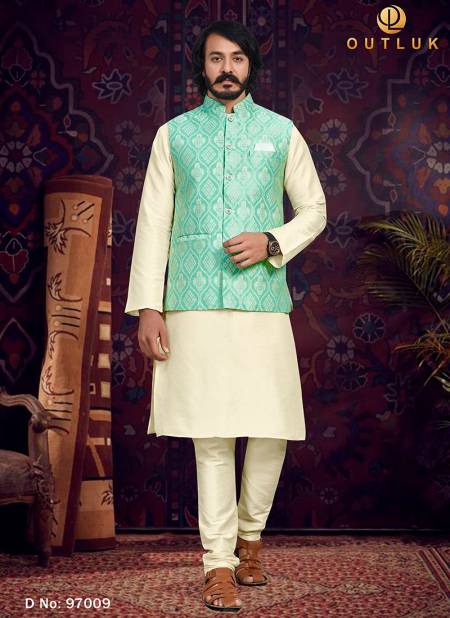 Pista Green Colour Outluk 97 New Latest Designer Ethnic Wear Kurta Pajama With Jacket Collection 97009